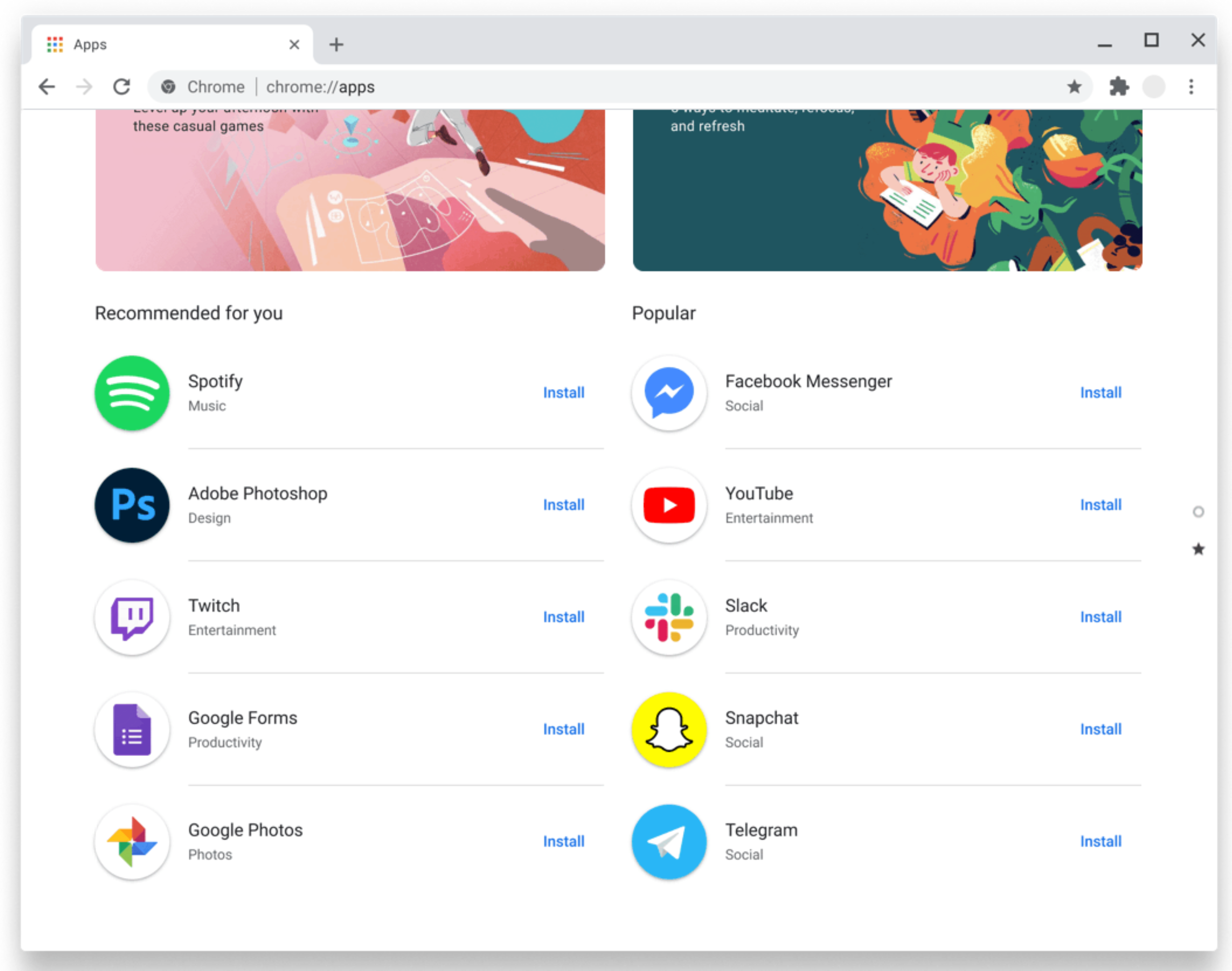 Chrome Apps Web Mağazası yeniden tasarım konsepti