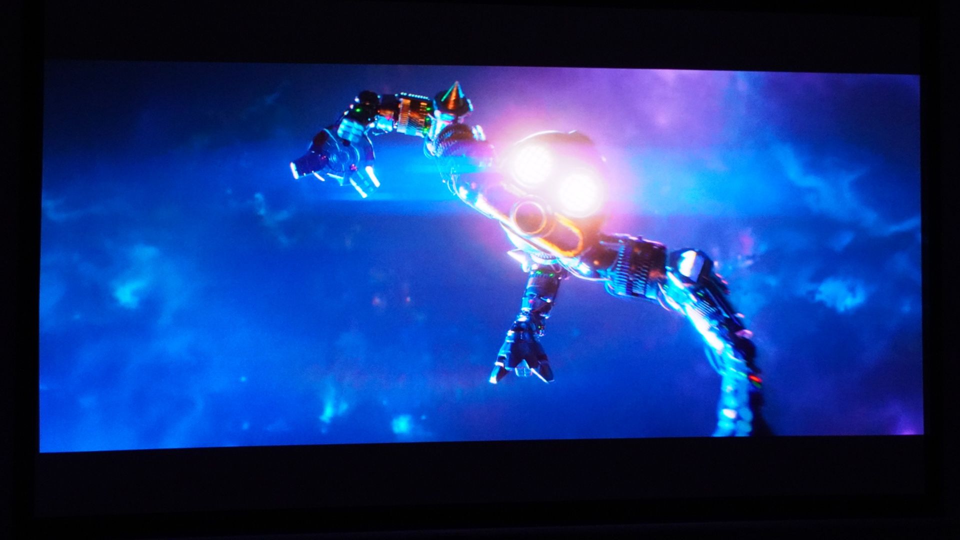 A brightly colored image projected from the Hisense XR10.