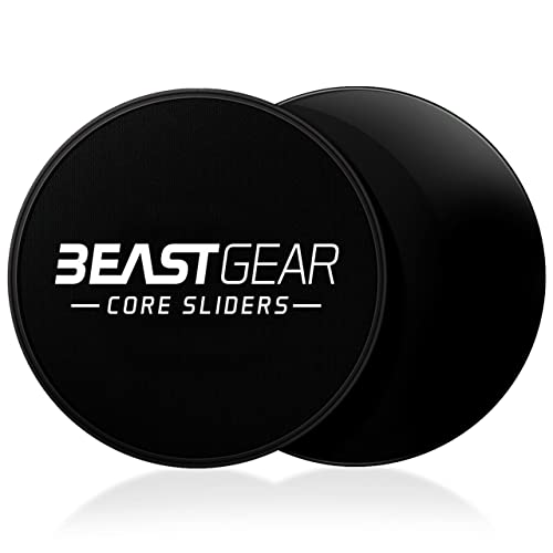 Beast Gear Core Sliders Double Sided Gliding Abdominal Exercise Discs for Carpet and Hard Floors (black)