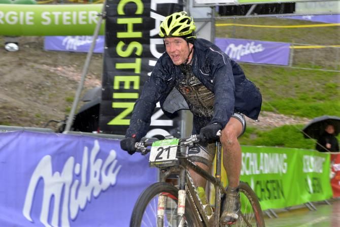 Kristian Hynek on his way to winning the stage