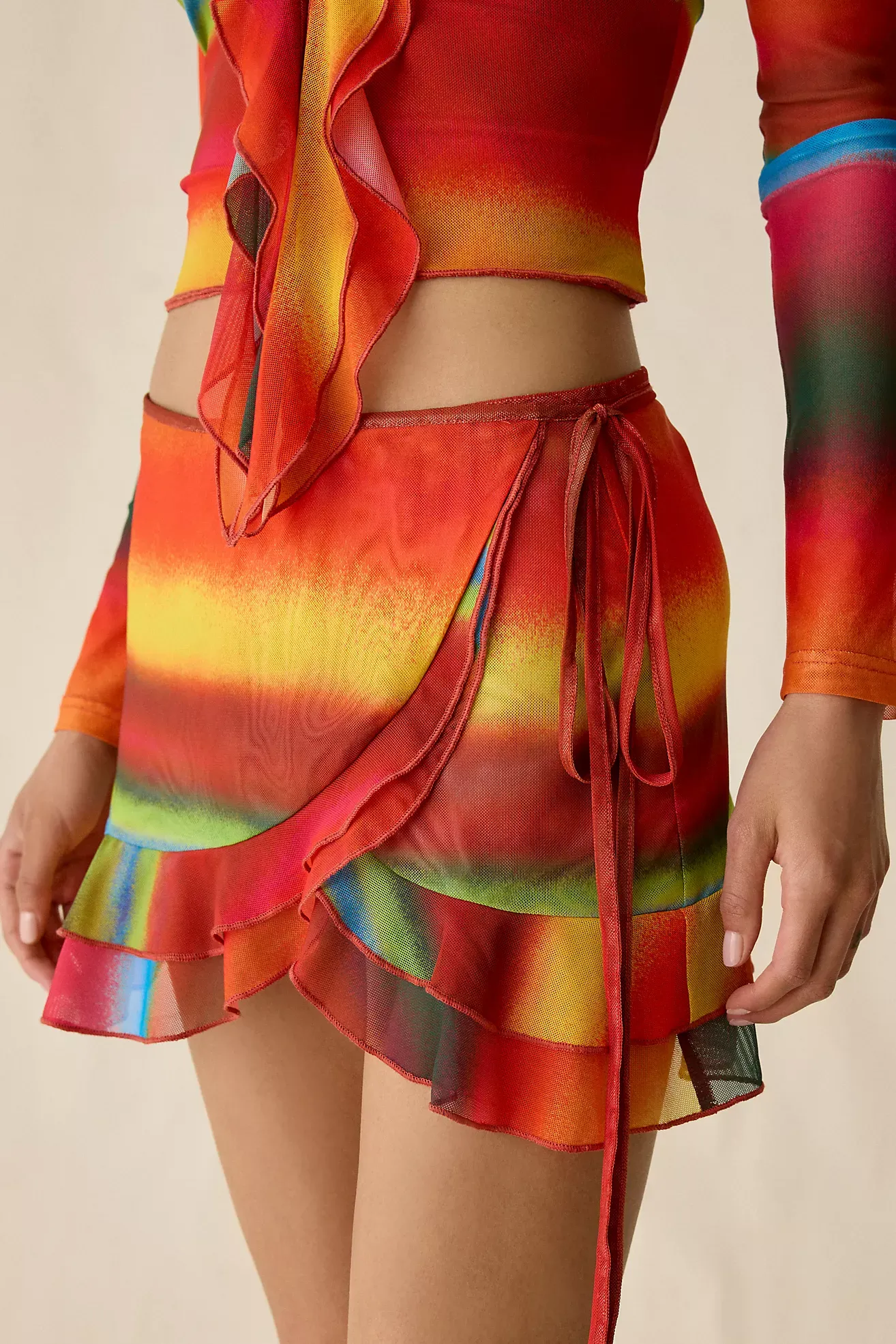 I.am.gia. Marishka Ruffle Mesh Wrap Mini Skirt