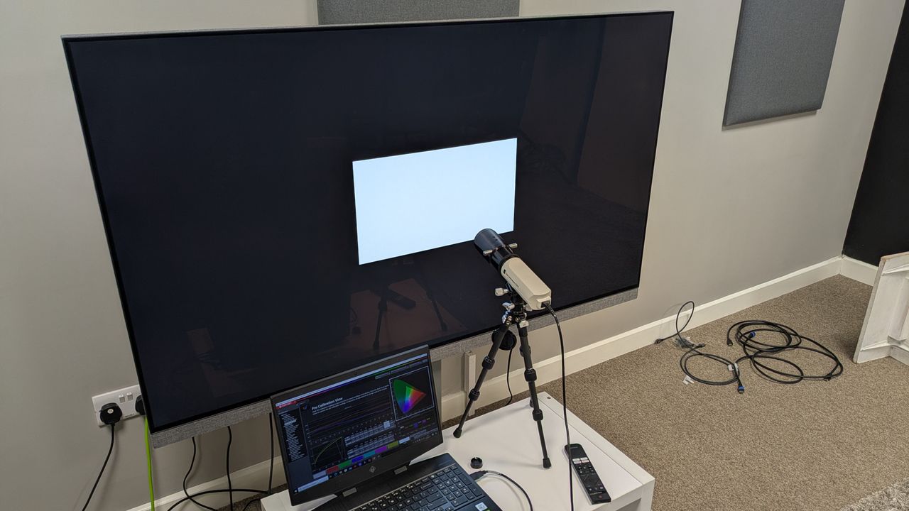 Philips OLED+959 with testing equipment attached