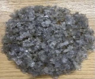 The physical appearance of coarsely shredded PET plastic