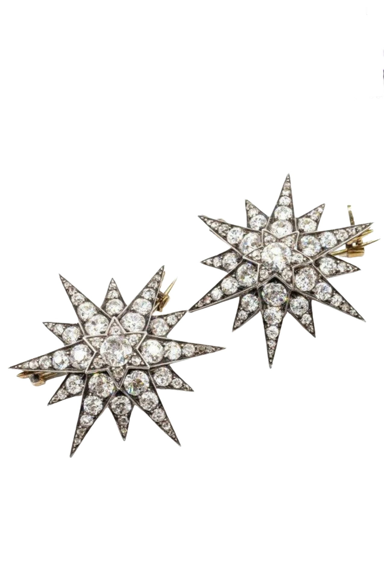 Ansh Antique Jewellery, Victorian Star Rosecut Diamond Silver Brooch