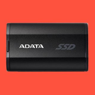 Adata SD810 external SSD on colourful background