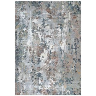 Grey blue statement rug