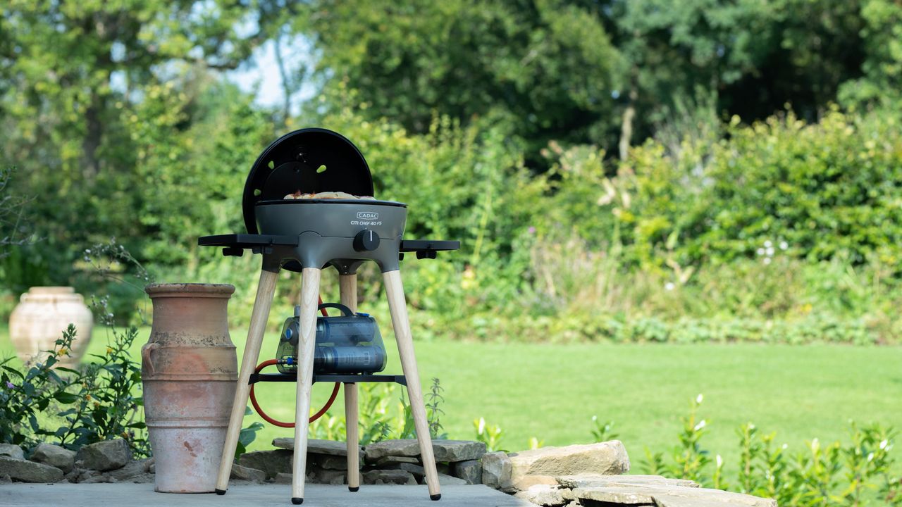 Gas Cadac Citi Chef 40 BBQ in garden with grass