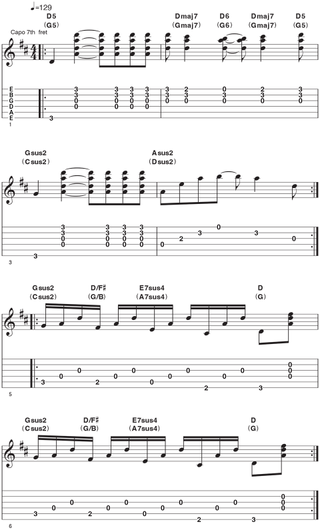 Capo at the 7th fret - Example 3