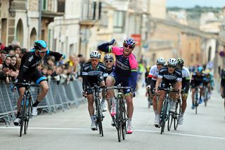 Sacha Modolo (Lampre Merida) wins the 2014 Trofeo Ses Selines from Ben Swift (Team Sky) and Gianni Meersman (Omega Pharma-QuickStep)