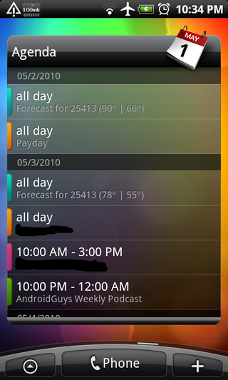 HTC Sense calendar widget