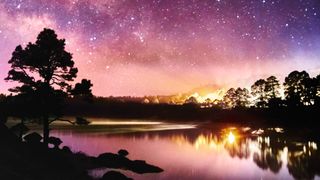 Capricorn season 2022: Milky way over a lake next to a forest, Lago Arareco in Creel Chihuahua