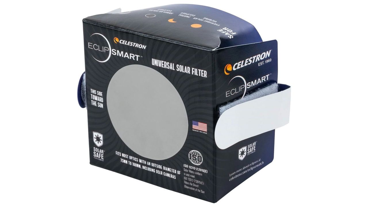 Celestron EclipSmart Safe Solar Eclipse Filter on a white background