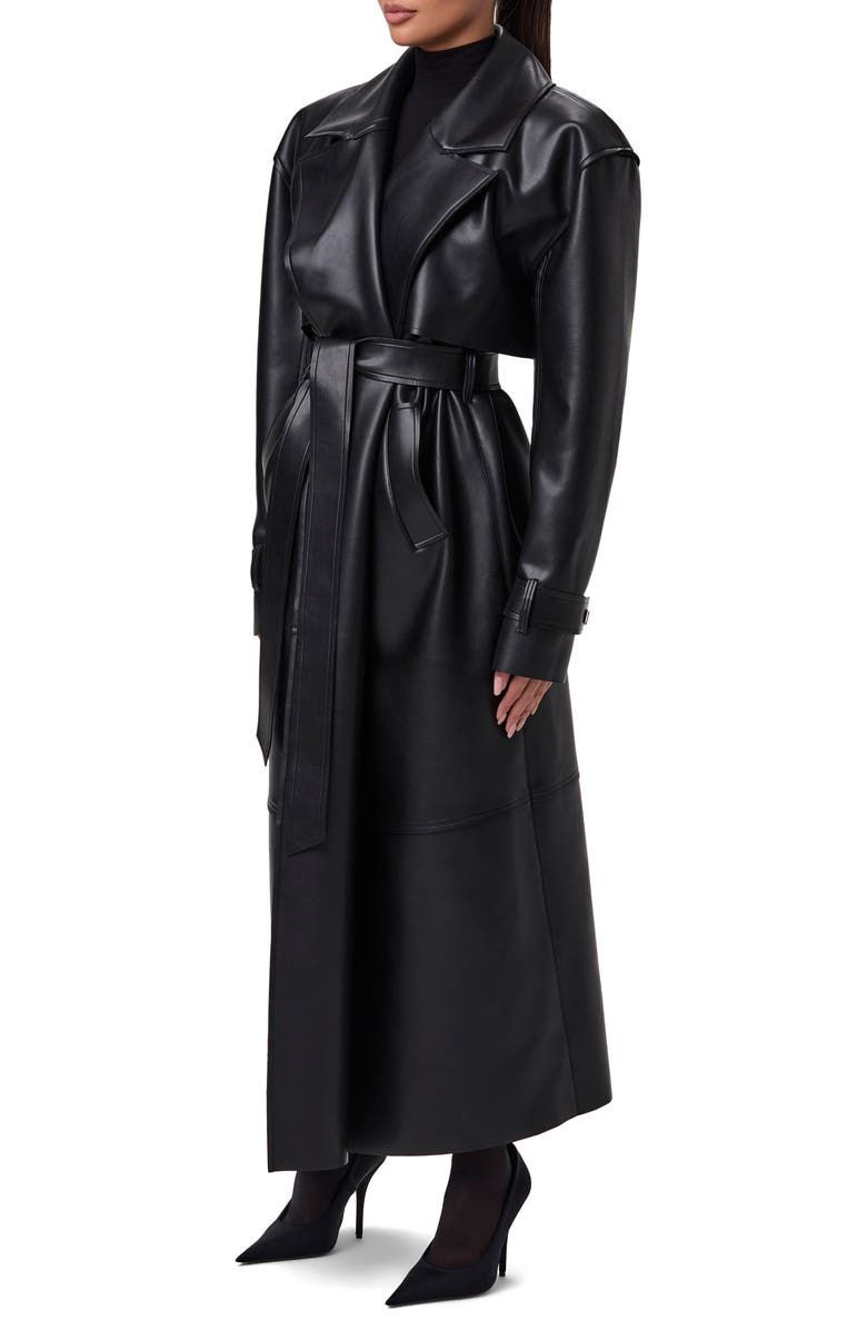 Faux Leather Trench Coat