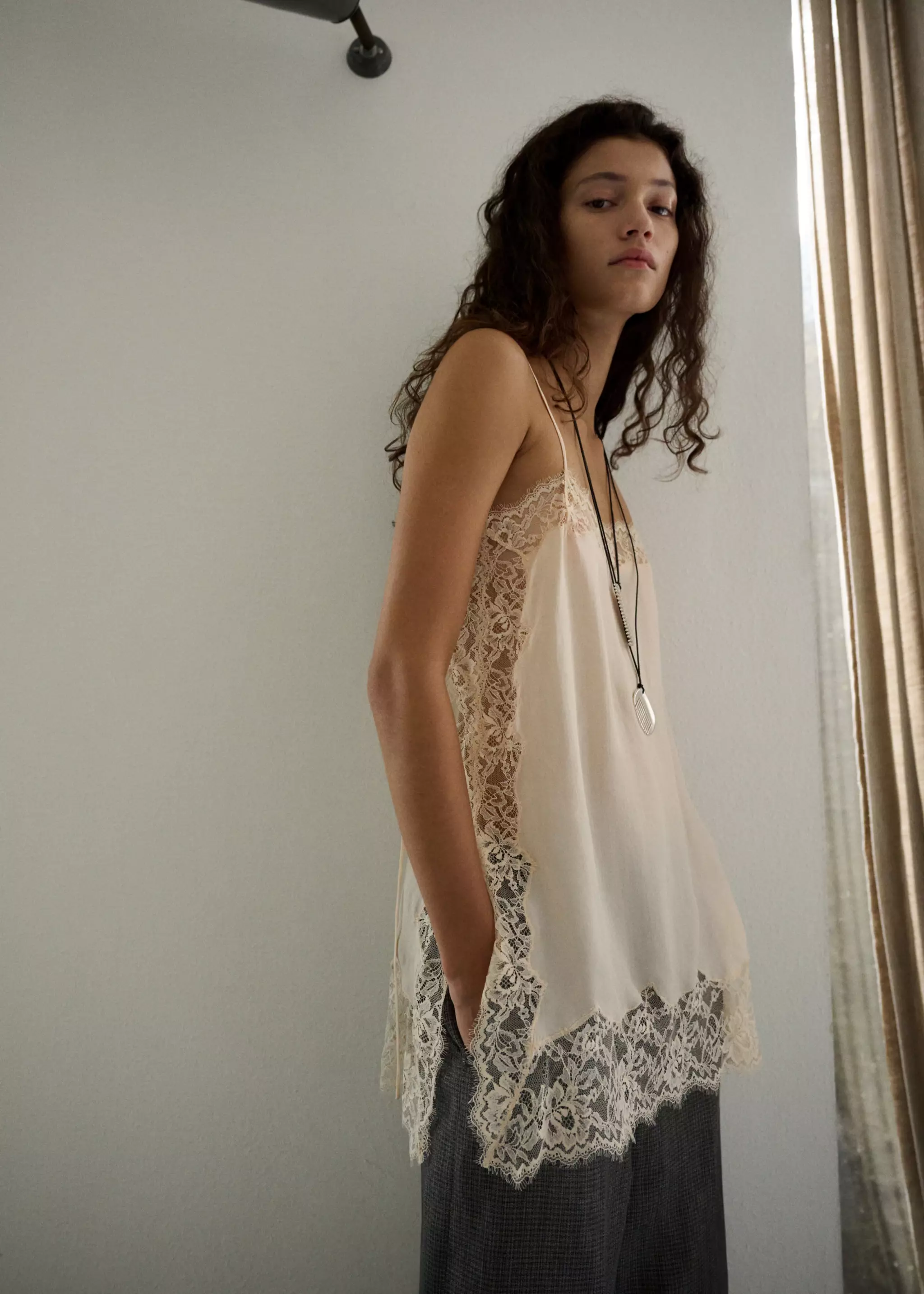 MANGO, Lace Top
