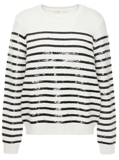 Maje Sequin Striped Knitted Sweater