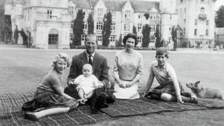 Prince Philip, Queen Elizabeth and three of their children at Balmoral