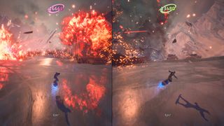 Snowboarding with explosions in Split Fiction