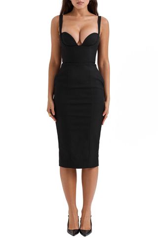 Bellisima Body-Con Cocktail Midi Dress