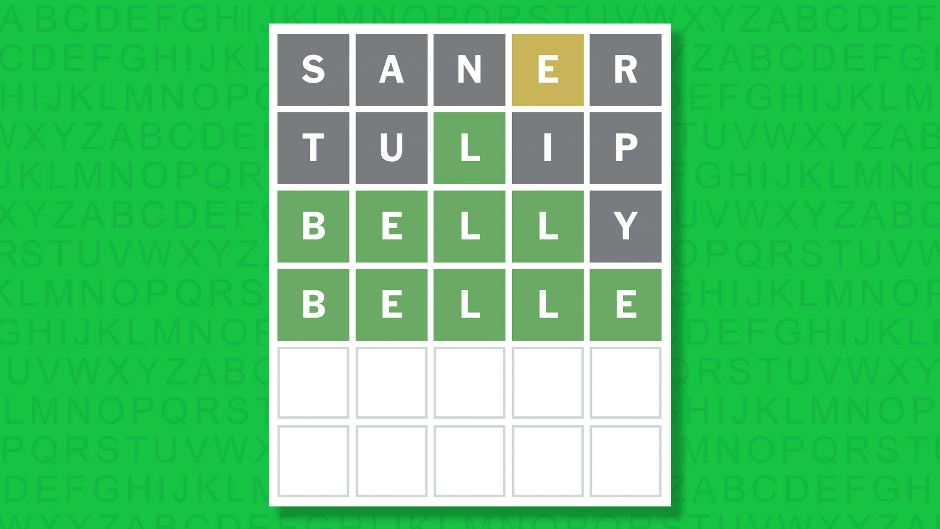 NYT Wordle answer for game #1763 on a green background