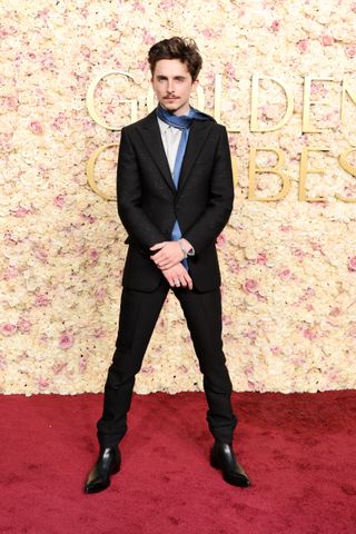 Timothée Chalamet attends the 82nd Annual Golden Globe Awards at The Beverly Hilton on January 05, 2025 in Beverly Hills, California.