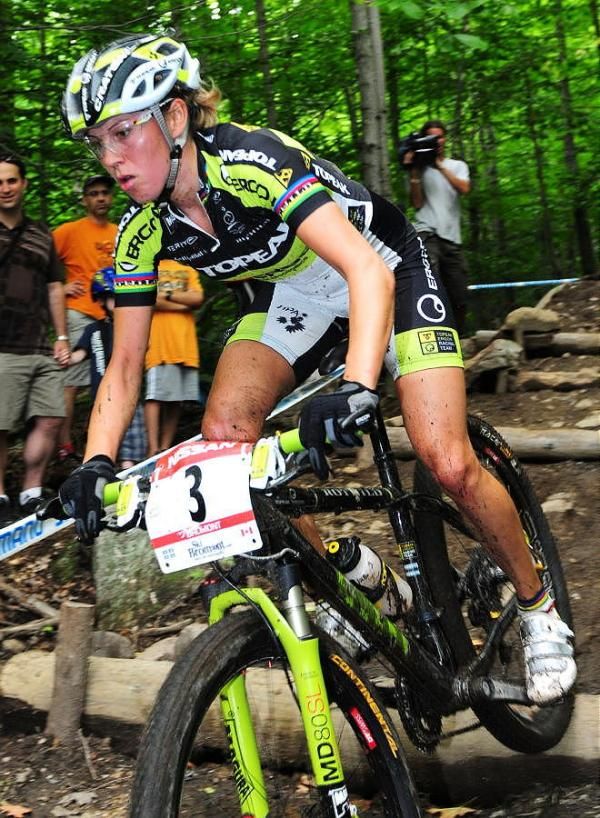Irina Kalentieva (Topeak Ergon Racing Team) riding in third place.