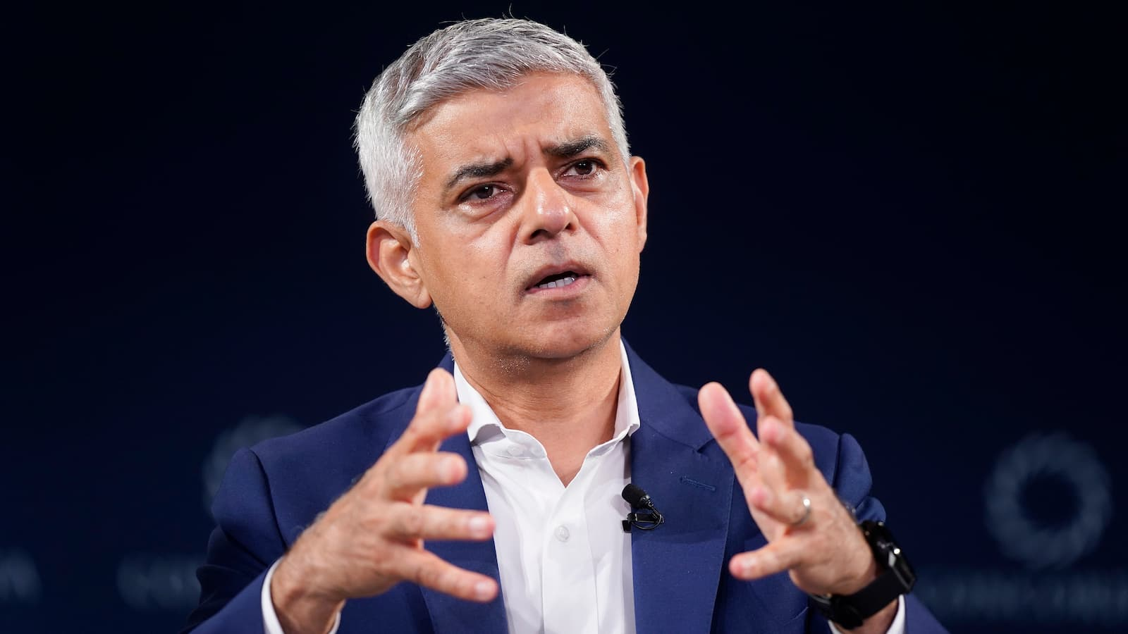 Sadiq Khan giving a talk on stage