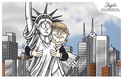 Political cartoon U.S. Donald Trump comments on women