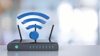 Wi-fi router with wi-fi symbol coming out of the top