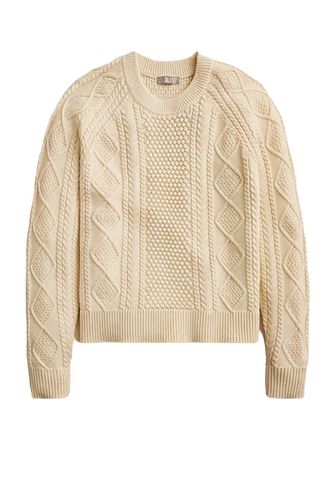 Cotton Cable-Knit Crewneck Sweater