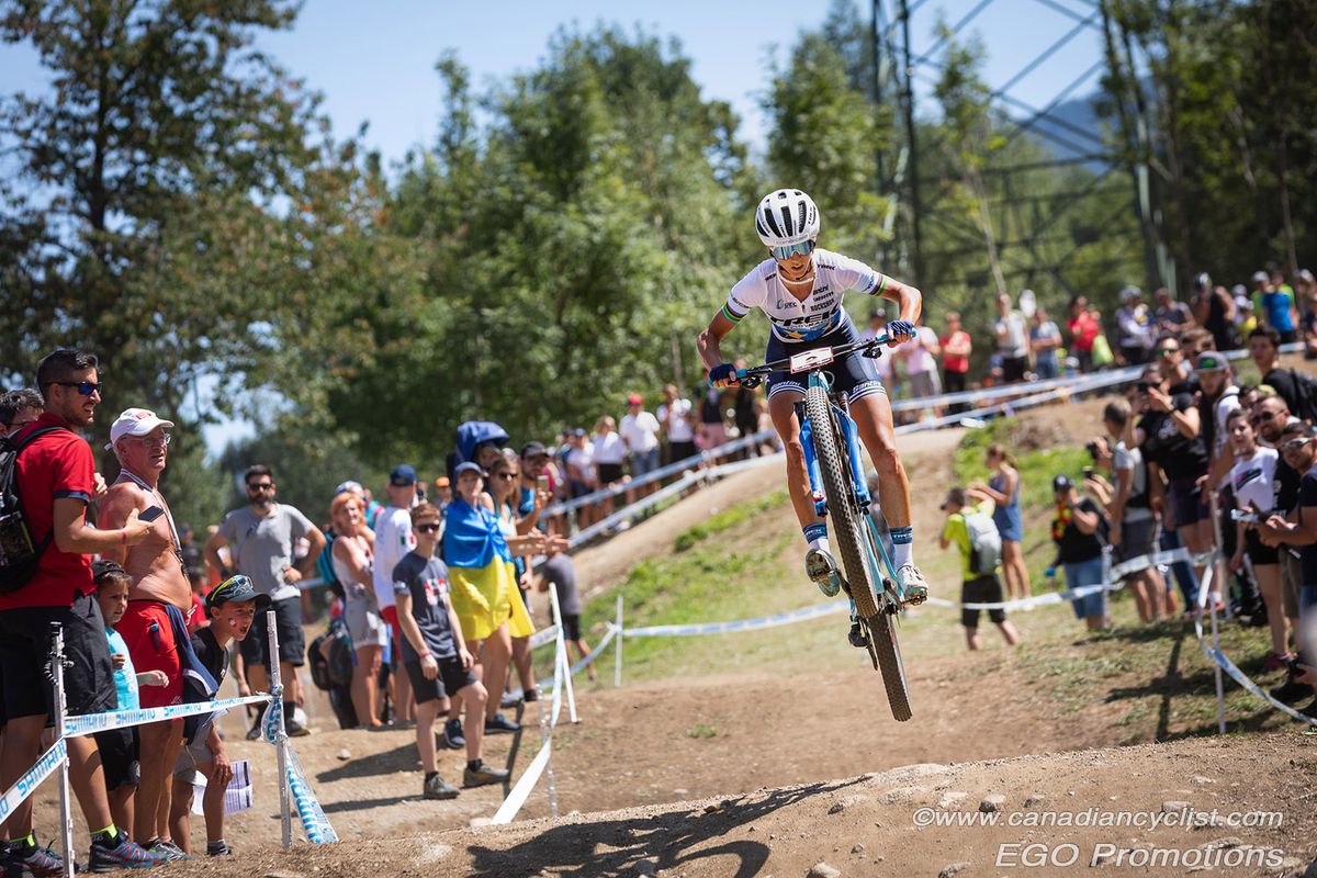 Jolanda Neff (Trek Factory Racing XC) getting a little air on the bumps