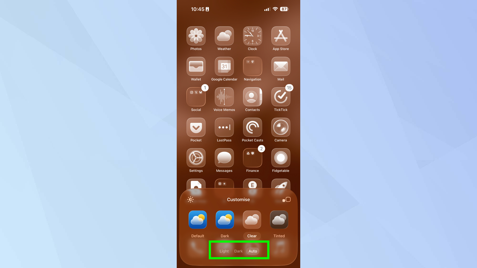 iPhone Liquid Glass options