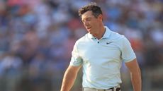 Rory McIlroy grimaces after missing a putt at the US Open