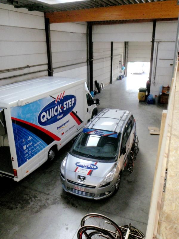 The Quick Step Service Course has enough space to park both of the team buses indoors.