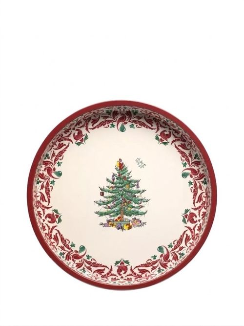 Spode Christmas Tree Round Tray, Red/green