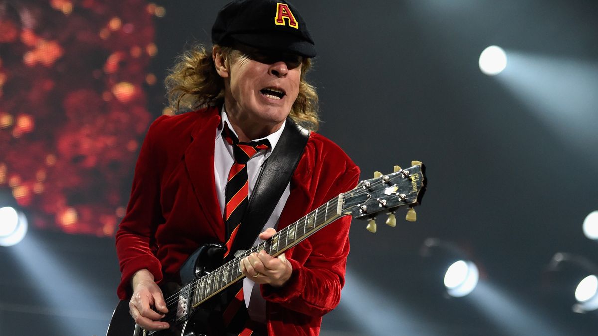 Guitarist Angus Young performs onstage during the AC/DC Rock Or Bust Tour at Madison Square Garden on September 14, 2016 in New York City.