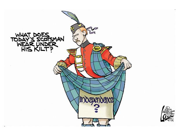 Political cartoon Scotland independence world