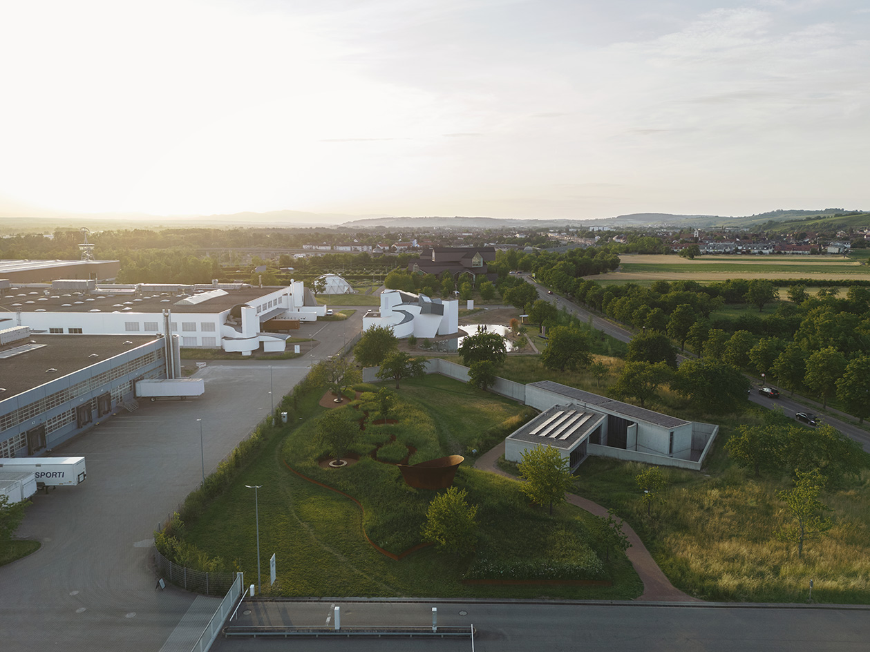 view of landscape design Water Garden by Bas Smets at the Vitra Campus