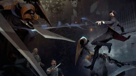 Emily Kaldwin fighting guards and clockwork robots