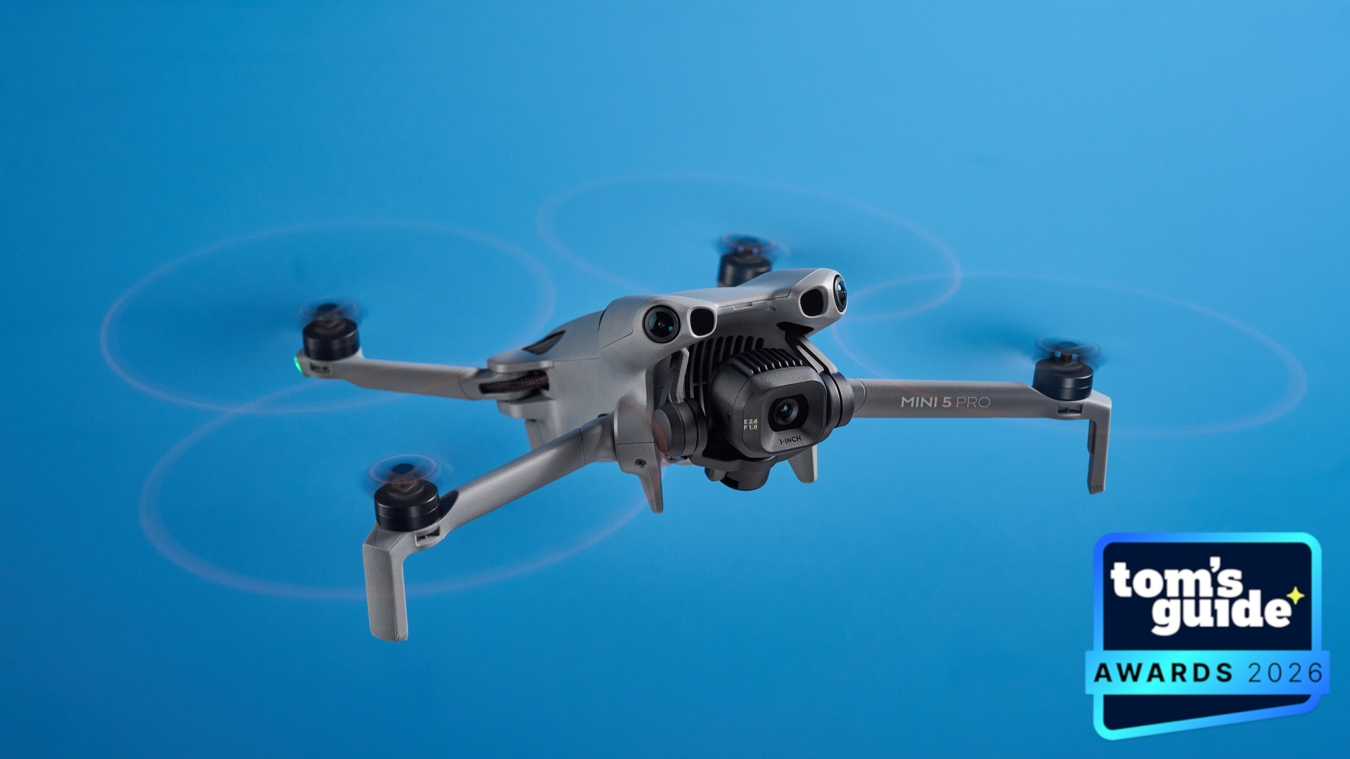 The DJI Mini 5 Pro with a TG Awards 2026 badge