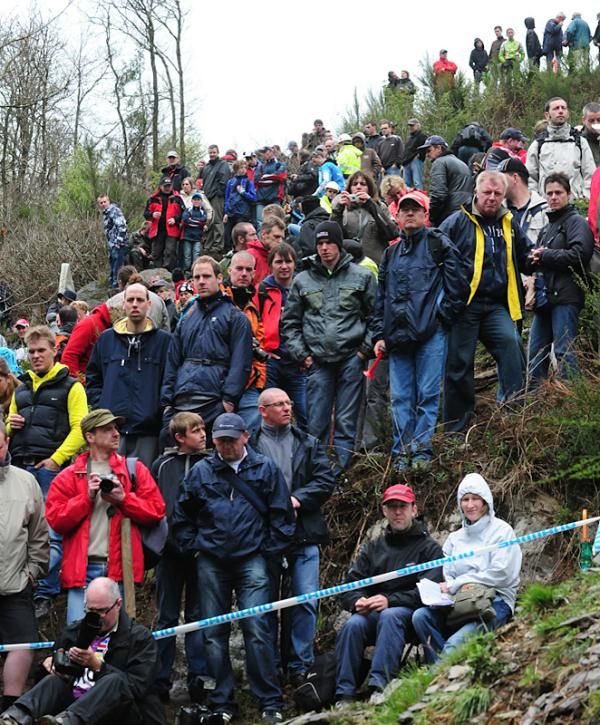 The mostly Belgian crowd was large despite the rain