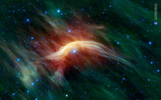 Zeta Ophiuchi appears surrounded by a cloud of interstellar dust and gas.