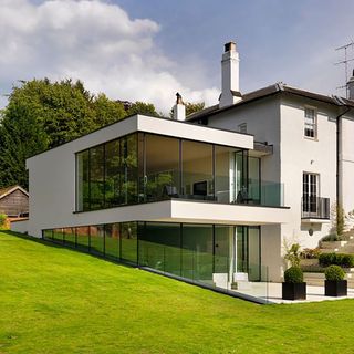 Georgian house with modern glass side extension