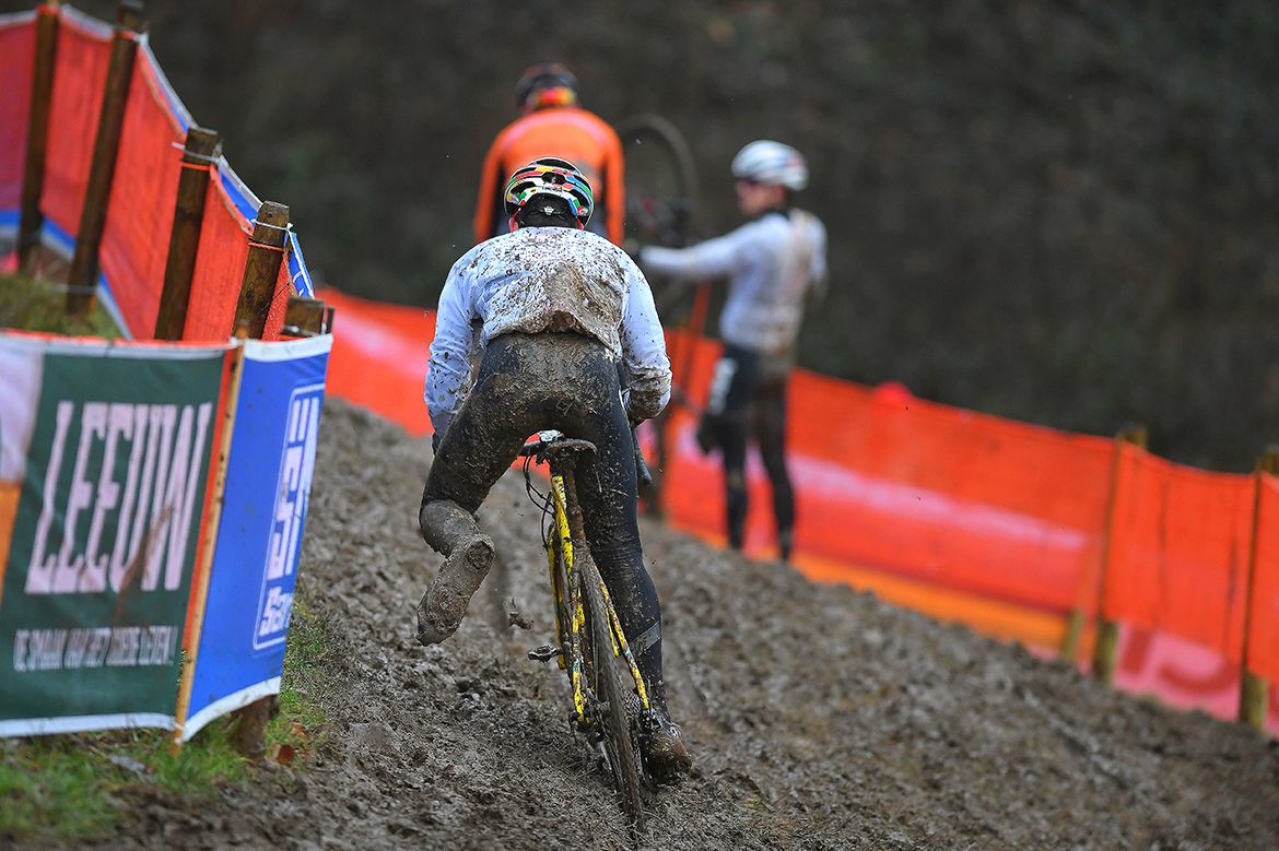 Riders take the high line on the off-camber