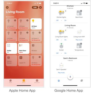 Apple Home vs Google Home app