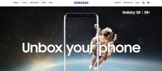Samsung is among a rare breed of website that centres its logo