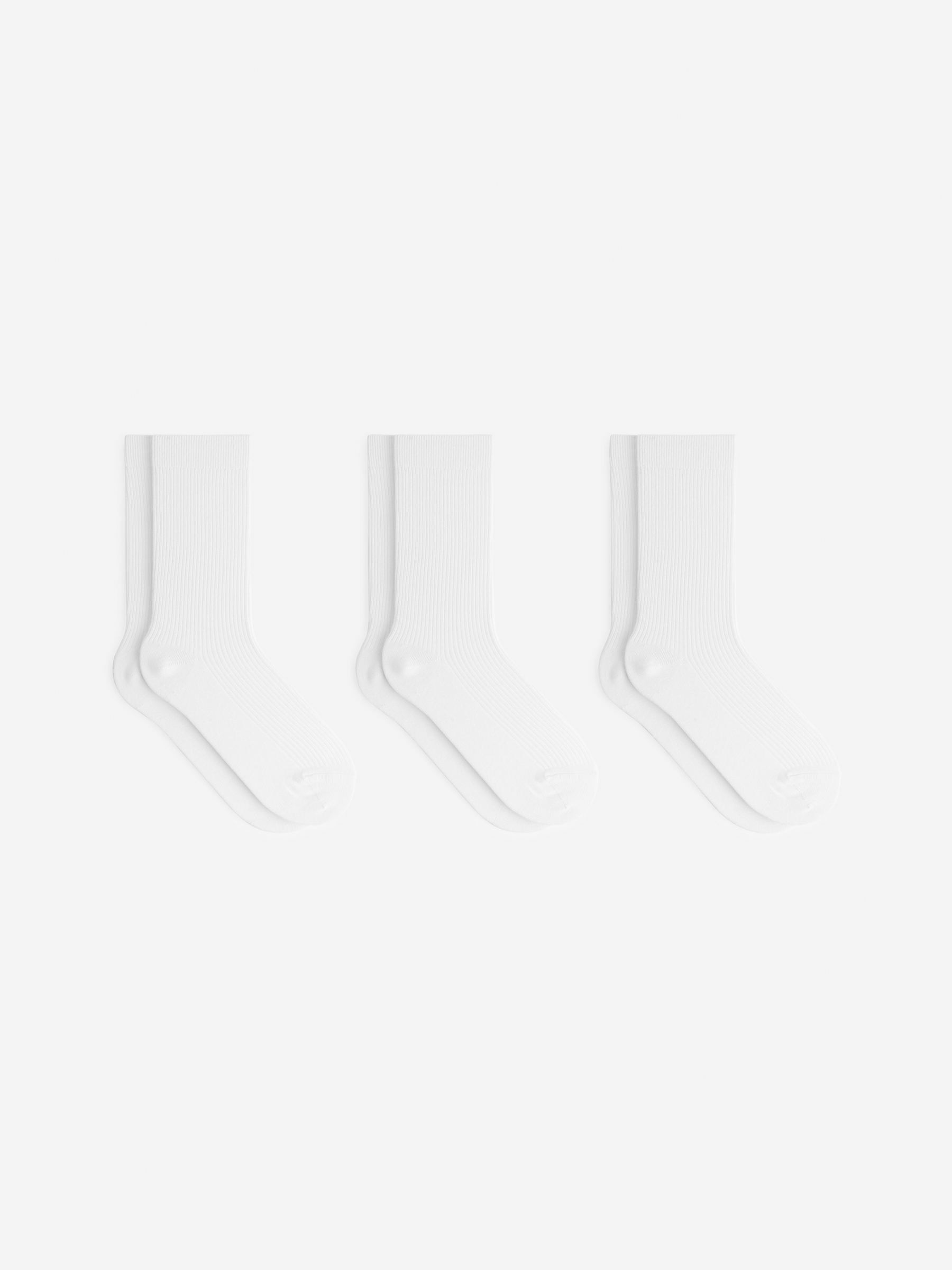 Cotton Rib Socks Set of 3 
 White 
 Women 
 Arket Gb