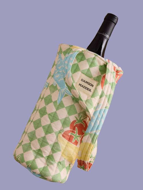 Damson Madder Quilted Cotton Wine Bag