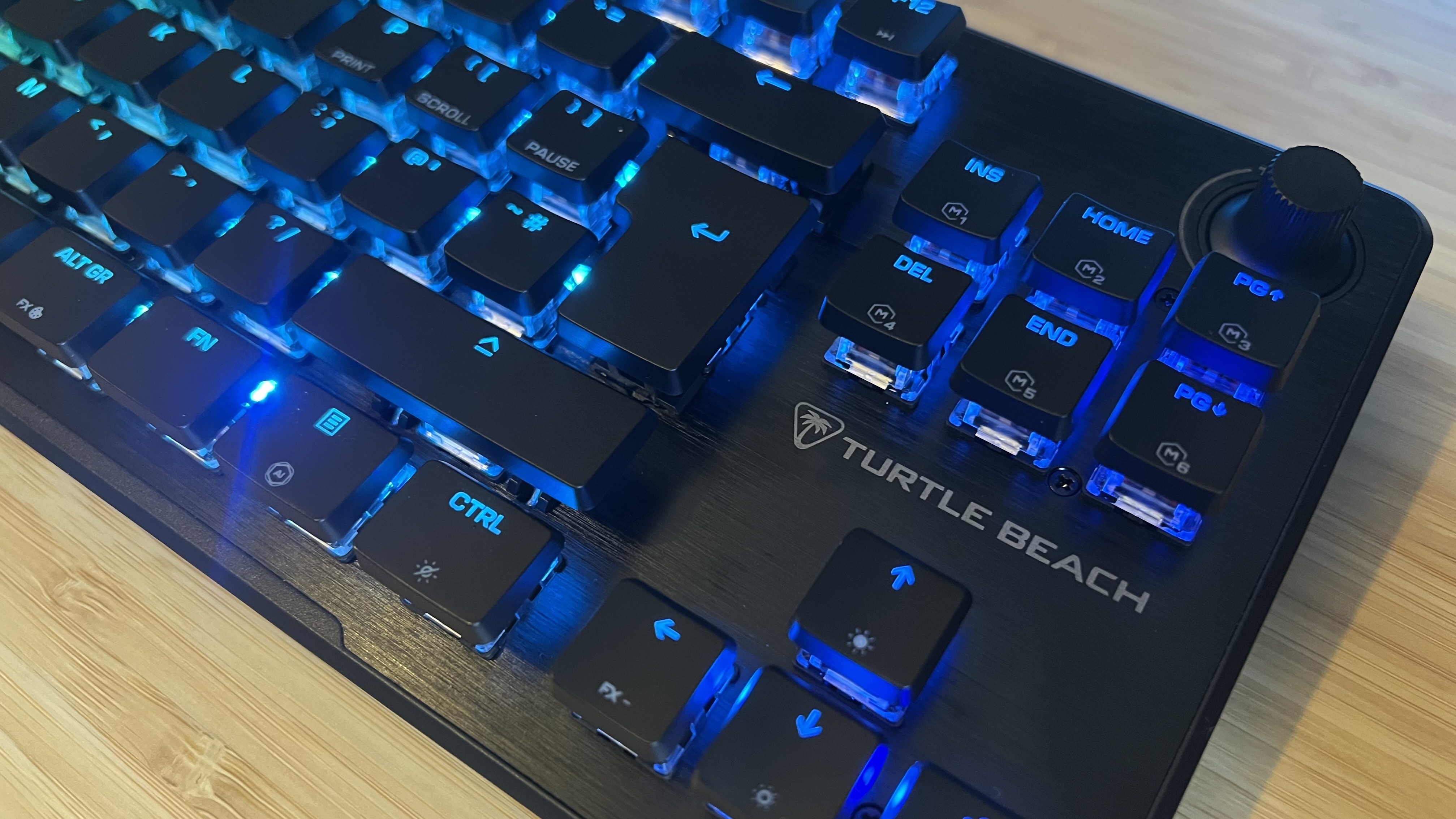 Turtle Beach Vulcan II TKL gaming keyboard close up on navigation buttons and arrow buttons