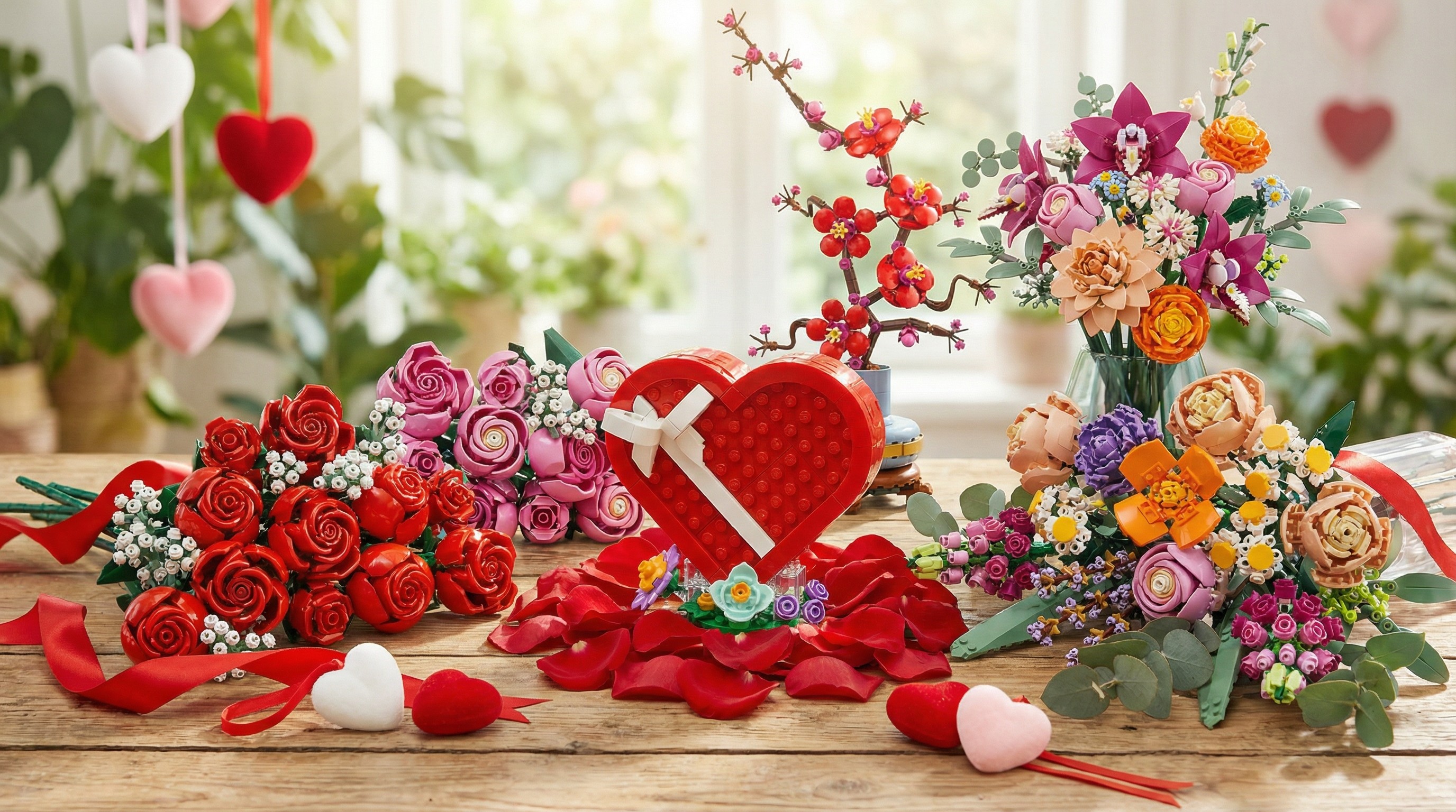 An arrangement of LEGO botanicals for Valentine's day.