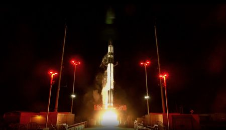 A Rocket Lab Electron rocket launches the "Don't Be Such a Square" mission for the U.S. Space Force on Dec. 18, 2025.